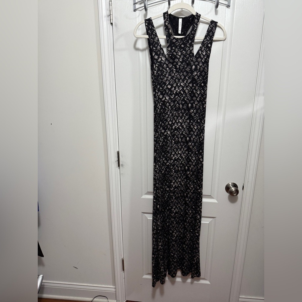 NWT RVCA Rite Moves Maxi Dress Sizeβ XS Juniors Black Print Built In Bra Viscose